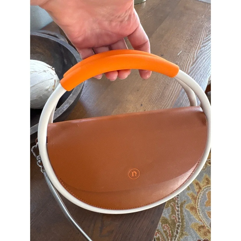nana-nana HOOP‎ 2-way handbag recycled leather body structured hoop detach chain